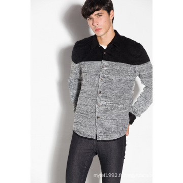 Acrylique / Laine / Nylon Polo Neck Tricoté Cardigan Homme Cardigan avec bouton